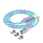 کابل تبدیل مغناطیسی USB به MicroUSB / USB-C / لایتنینگ مدل 1x3 LED طول 1 متر